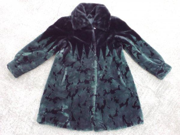 Leder-Pellice Zöld-fekete műszőrme bunda/kabát 40-es