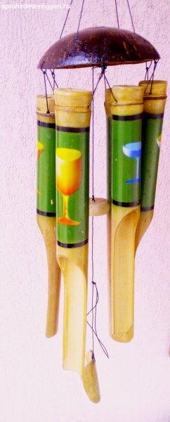 Bambusz szélcsengő vagy belépés jelző festett koktélos dekor