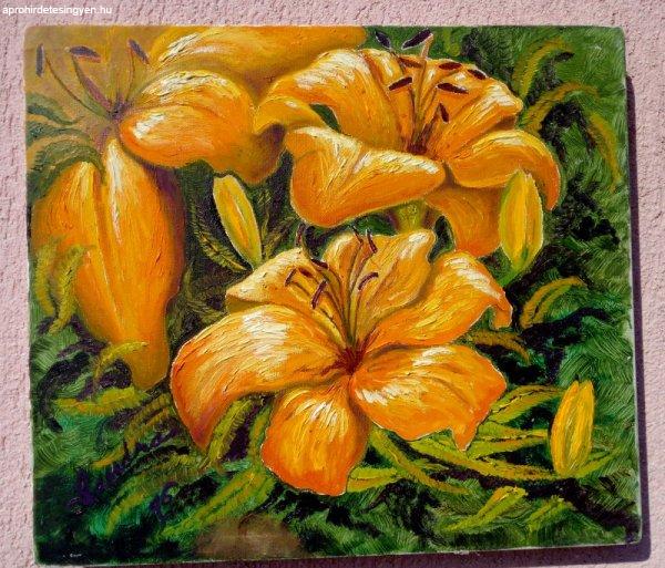 Orange flovers by Sandra, modern impresszionista stílusú f