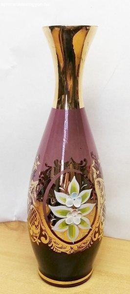 Különleges szépségű Bohemia váza dús eklektikus arany