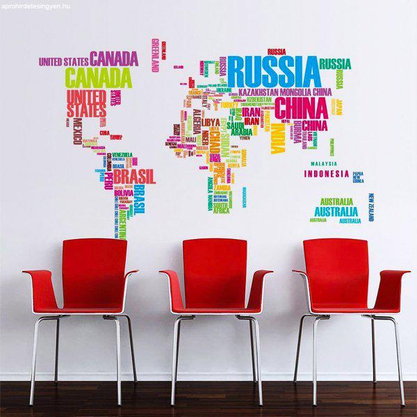 Országok színesben - Térkép falmatrica