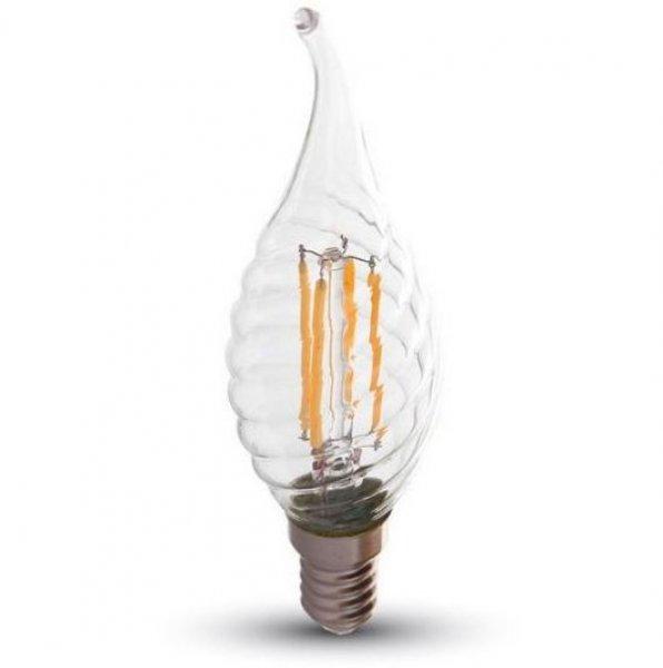 4W E14 LED filament szélfújta gyertya égő meleg fehér