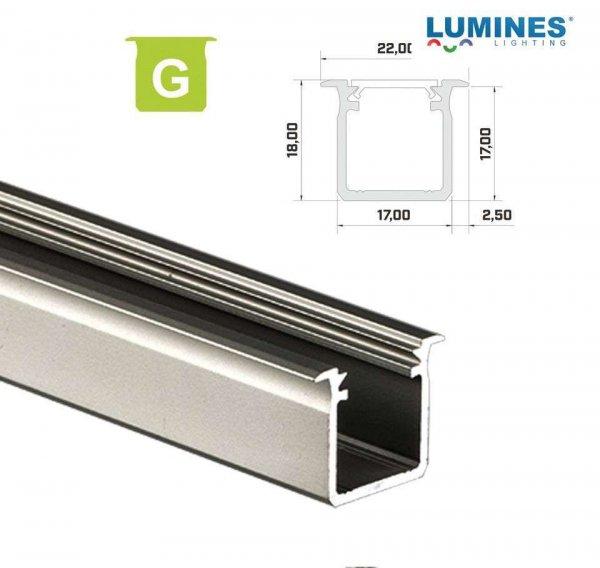 LED Alumínium Profil Beépíthető Mély [G] Natúr 2,02 méter