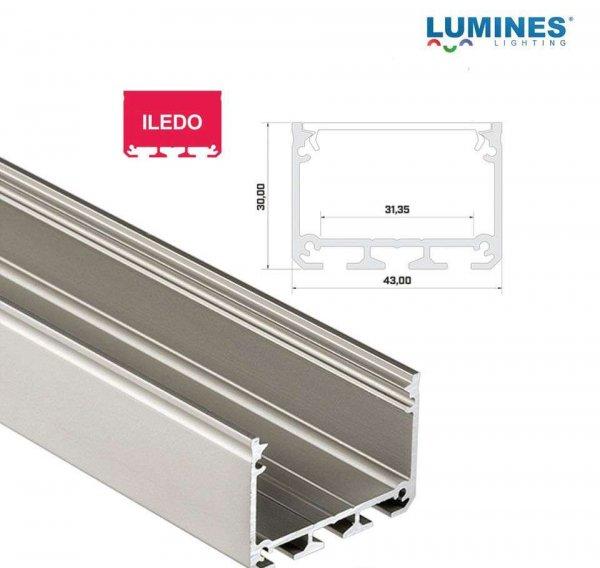 LED Alumínium Profil ILEDO Széles Magas Ezüst 2,02 méter