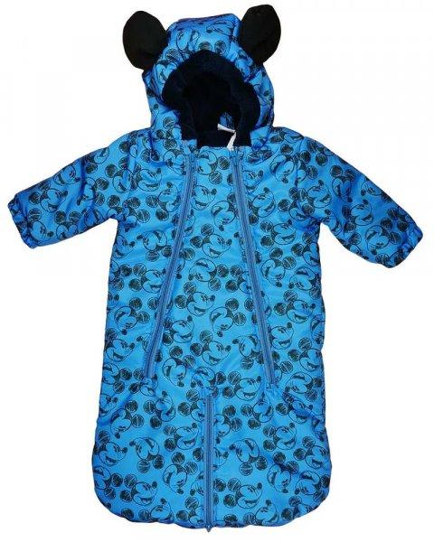 Disney Mickey kapucnis vízlepergetős bélelt baba bundazsák 68-74 kék 