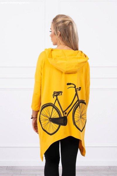 Melegítő felső bicikli nyomtatással a háton modell 9139 mustár szín