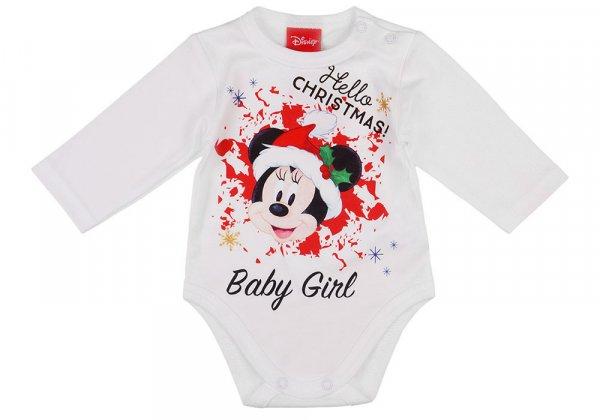 Disney Baby hosszú ujjú body 74cm fehér - Minnie "Hello Christmas Baby
girl"