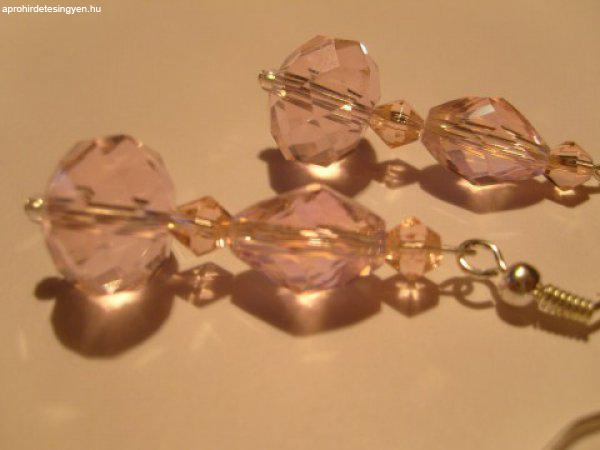 50.Púder rózsaszín kristály fülbevaló