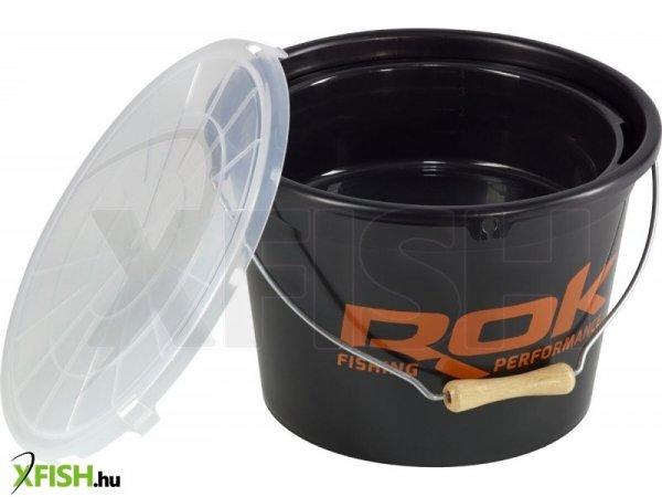 Rok Fishing Round Bait Bucket Vödör szett tetővel Fekete 25+8 L