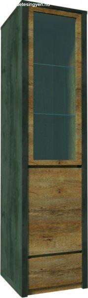 Montana W1D 1 vitrines ajtós kombinált szekrény Sötétszürke