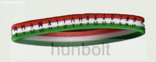 Szilikon karkötő nemzeti színű rovásírásos 18 cm