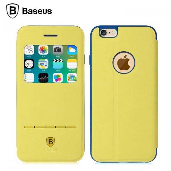 Apple iPhone 6/6s Baseus Terse Youth Bőr Könyvtok - Sárga