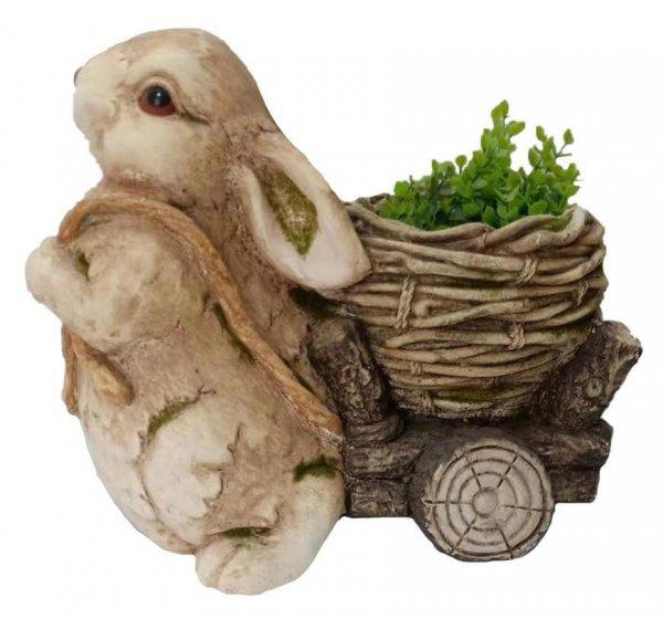 Decoration Gecco 8123, Bunny with trolley, magnesia, 39 cm