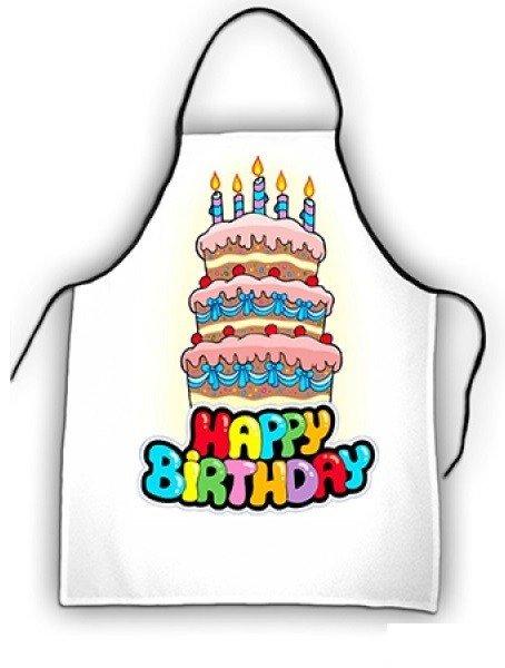 Születésnapi kötény, Happy Birthday, torta