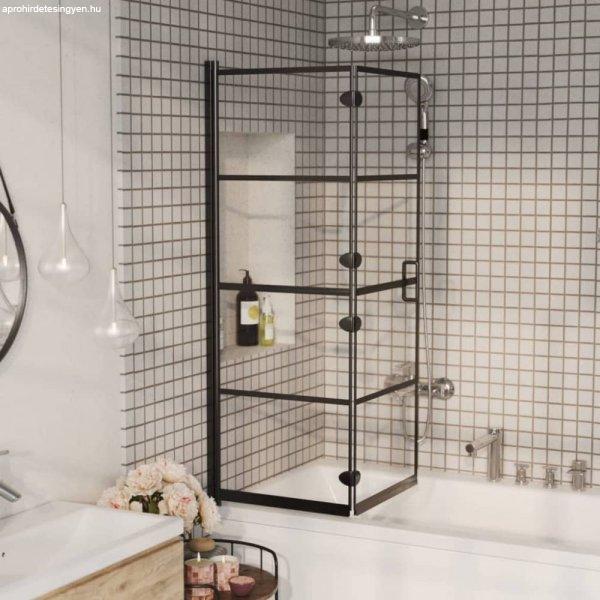 Fekete esg zuhanykabin összecsukható ajtóval 100 x 140 cm