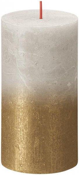 Gyertya Bolsius Rusztikus, hengeres, karácsonyi, Sunset Sandy Grey+ Gold,
130/68 mm