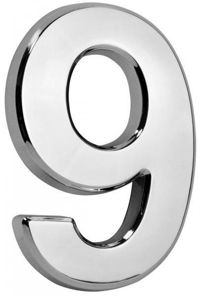 Číslo MagicHome '9', domové, s lepiacou páskou, strieborné,
70x100 mm, ABS
