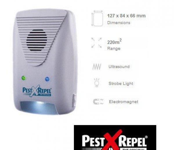 PestXRepel PR-500.3 Kombinált rágcsálóriasztó fény-, ultrahang- és
elektromágneses riasztás 220 m2