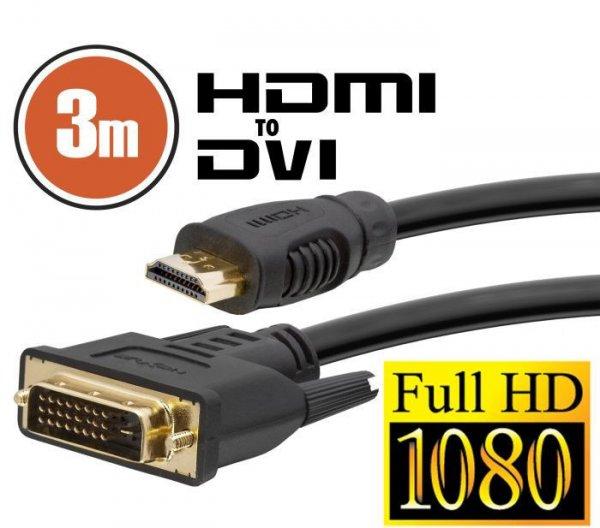 delight DVI-D / HDMI kábel, 3 m, aranyozott csatlakozóval (20381)