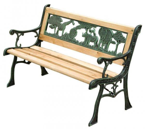 Garden bench MINI JUMANJI, metal / wood, small