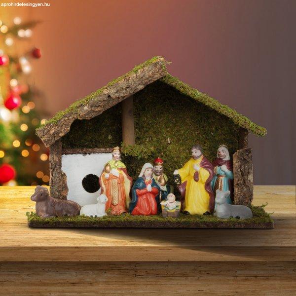 Karácsonyi asztali dekoráció - Betlehem - kerámia és fa - 30 x 10 x 20 cm
58719