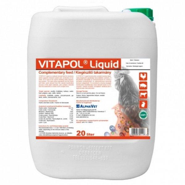 Vitapol Liquid 20 l HU/ENG, orális oldat tyúkfélék, pulyka,
víziszárnyasok, galamb, sertés, szarvasmarha, házinyúl részére