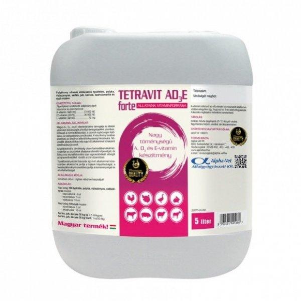 TETRAVIT AD3E FORTE SOL. 5 L nagy töménységű A,D, E vitamin készítmény,
orális /baromfi, nyúl, sertés, juh, kecske, borjú/