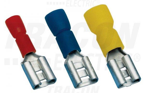 Szigetelt rátolható csatlakozó hüvely 2,8×0,5mm, 2,5mm2, sárgaréz, kék