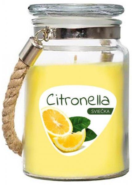 Citronella gyertya, riasztó, üvegben, 140 g, 85x105 mm