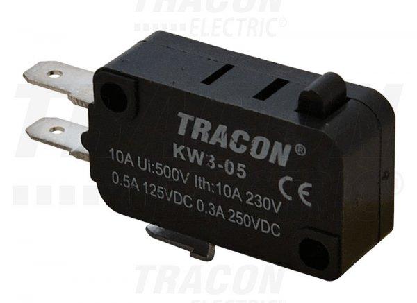 Helyzetkapcsoló, mikro, ütközős 1×CO 10(3)A/230V AC, 4,8x0,5 mm, IP00