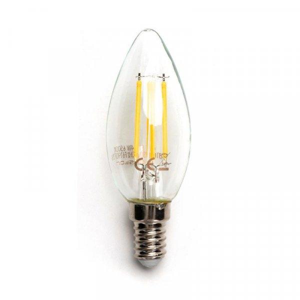 4W E14 LED filament gyertyaégő Meleg Fehér Átlátszó	196219