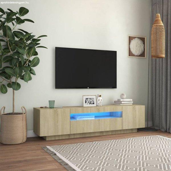 Sonoma-tölgy színű tv-szekrény led-lámpákkal 160 x 35 x 40 cm