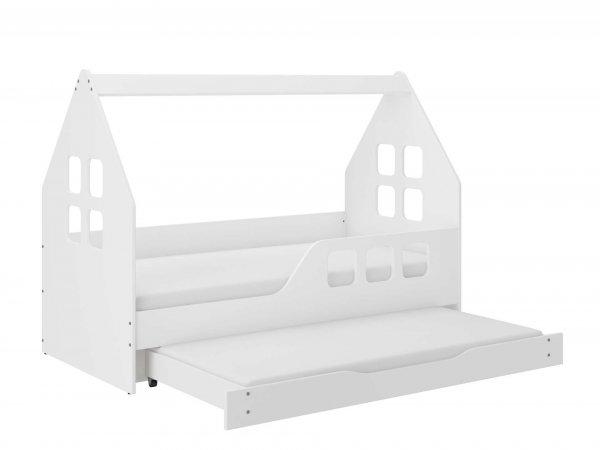Hangulatos HÁZIKÓ gyerekágy 160x80cm matraccal és ágyazható
ágyneműtartóval benne 140x70 cm matraccal- jobbos