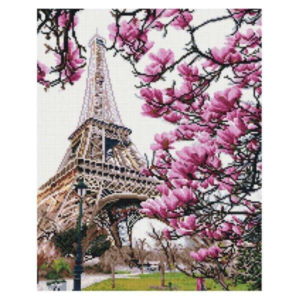 Tavasz Párizsban - Gyémántszemes kirakó készlet, kerettel (40x50 cm)
