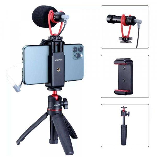 Sairen Q1 professzionális vlog mikrofon szett - vakupapucs adapterrel, mini
tripoddal, telefontartóval
