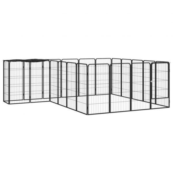 vidaXL 22-paneles fekete porszórt acél kutyakennel 50 x 100 cm