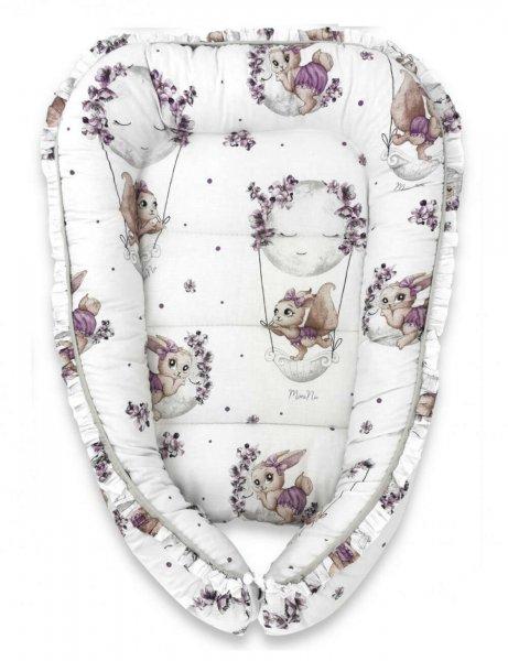 Baby Shop babafészek 70x93 cm - Holdas nyuszi lila
