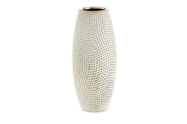 Verda kerámia váza Fehér/arany 14x14x30 cm