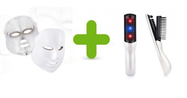 LED-es arcmaszk az ápolt bőrért + Infravörös elektromos masszázs fésű