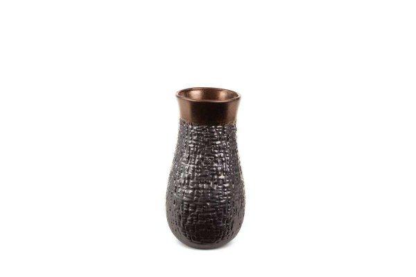 Morena kerámia váza Acélszürke/bronz 14x14x27 cm
