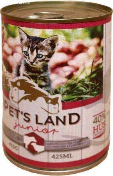 Pet's Land Cat Junior konzerv marhamájjal, bárányhússal és almával (48 x
415 g) 19.92 kg