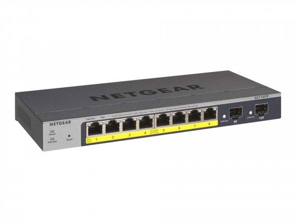 NETGEAR GS110TP-300EUS ProSafe Smart 10 port Gigabit 8xPoE, 2xSFP menedzselhető
switch