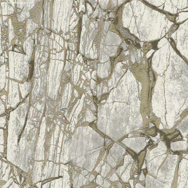 Fehér-szürke repedezett hatású márvány mintás olasz luxus tapéta 84603