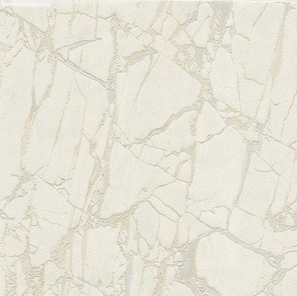 Bézs-ezüstösen fénylő repedezett hatású márvány mintás olasz luxus
tapéta 84606