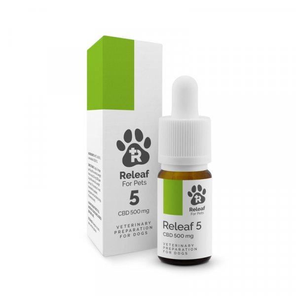 Releaf 5 - állatgyógyászati gyógyhatású termék kutyák számára 500mg
CBD - 10ml