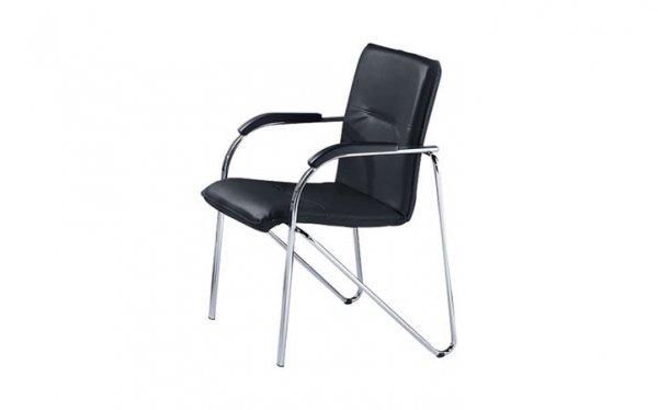 Egymásra rakható szék bőr kinézetű fekete színű kárpittal, krómozott
váz (2db / csomag)