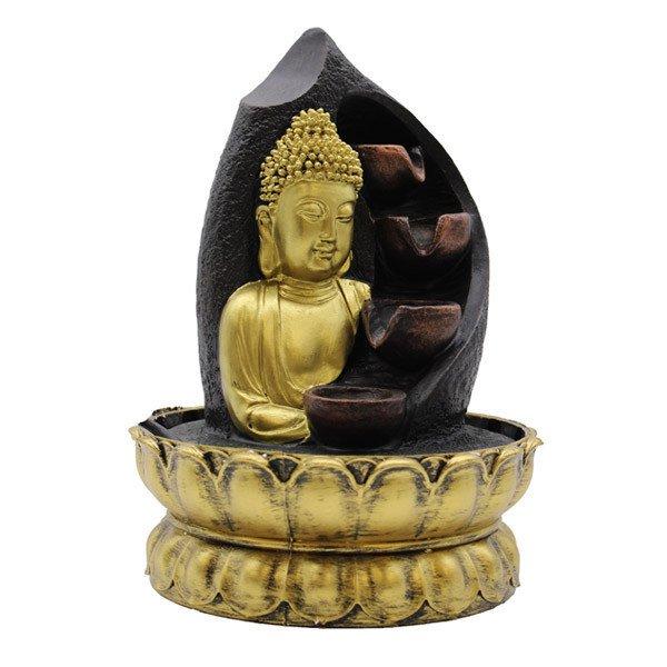 Szobai csobogó – Arany Buddha és edények (LED világítással)