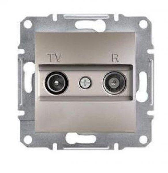Schneider Asfora TV-R aljzat, átmenő, 4 dB, keret nélkül, bronz