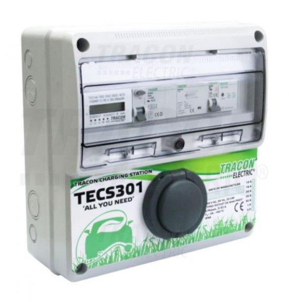 TECS301 fali töltő elektromos autóhoz 22kW Type-2 csatlakozóval