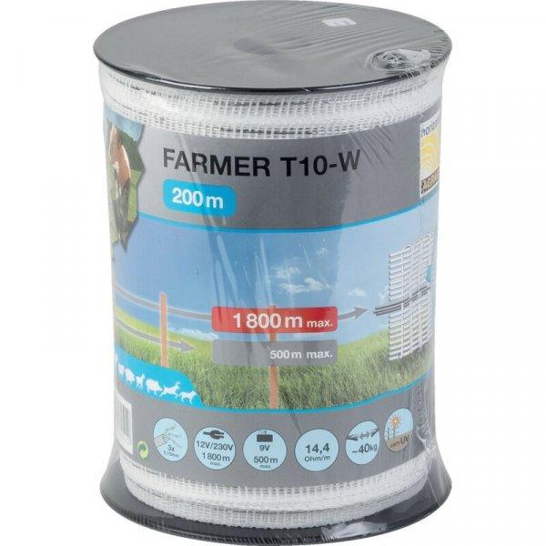 Horizont villanypásztor szalag FARMER T10-W, fehér, 200 m